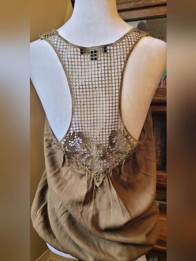 SWS Olive Grid Crochet Tank